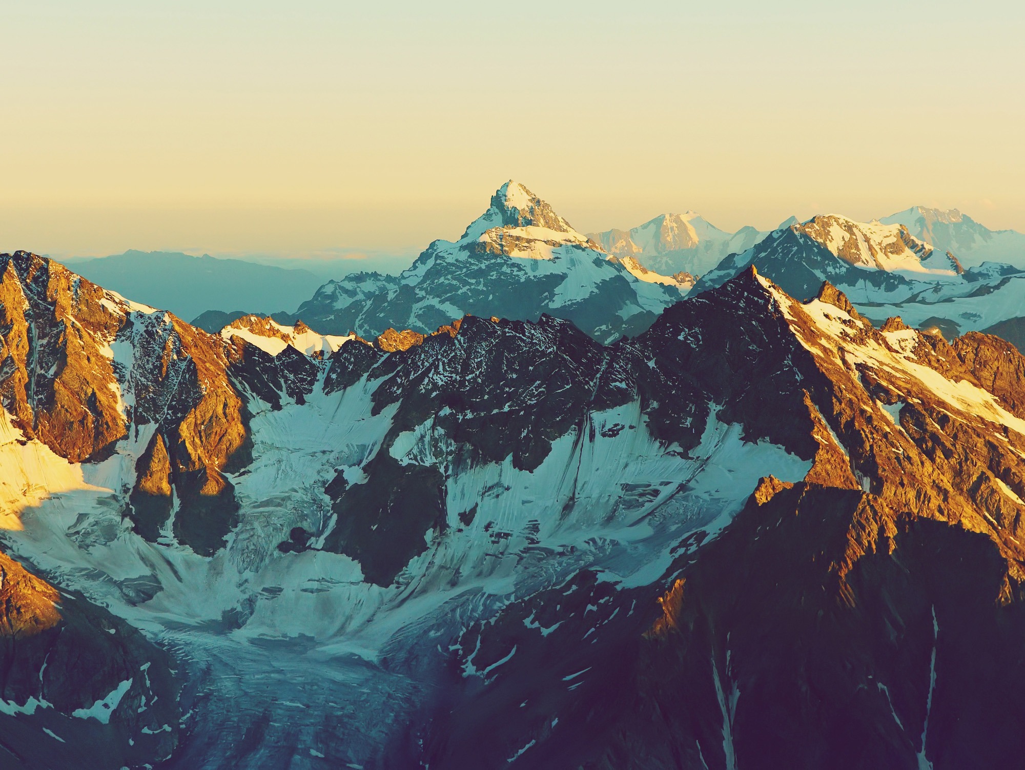 Scenic alpine landscape with and mountain ranges